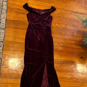 BECCA Strapless Velvet Dress in Deep Burgundy